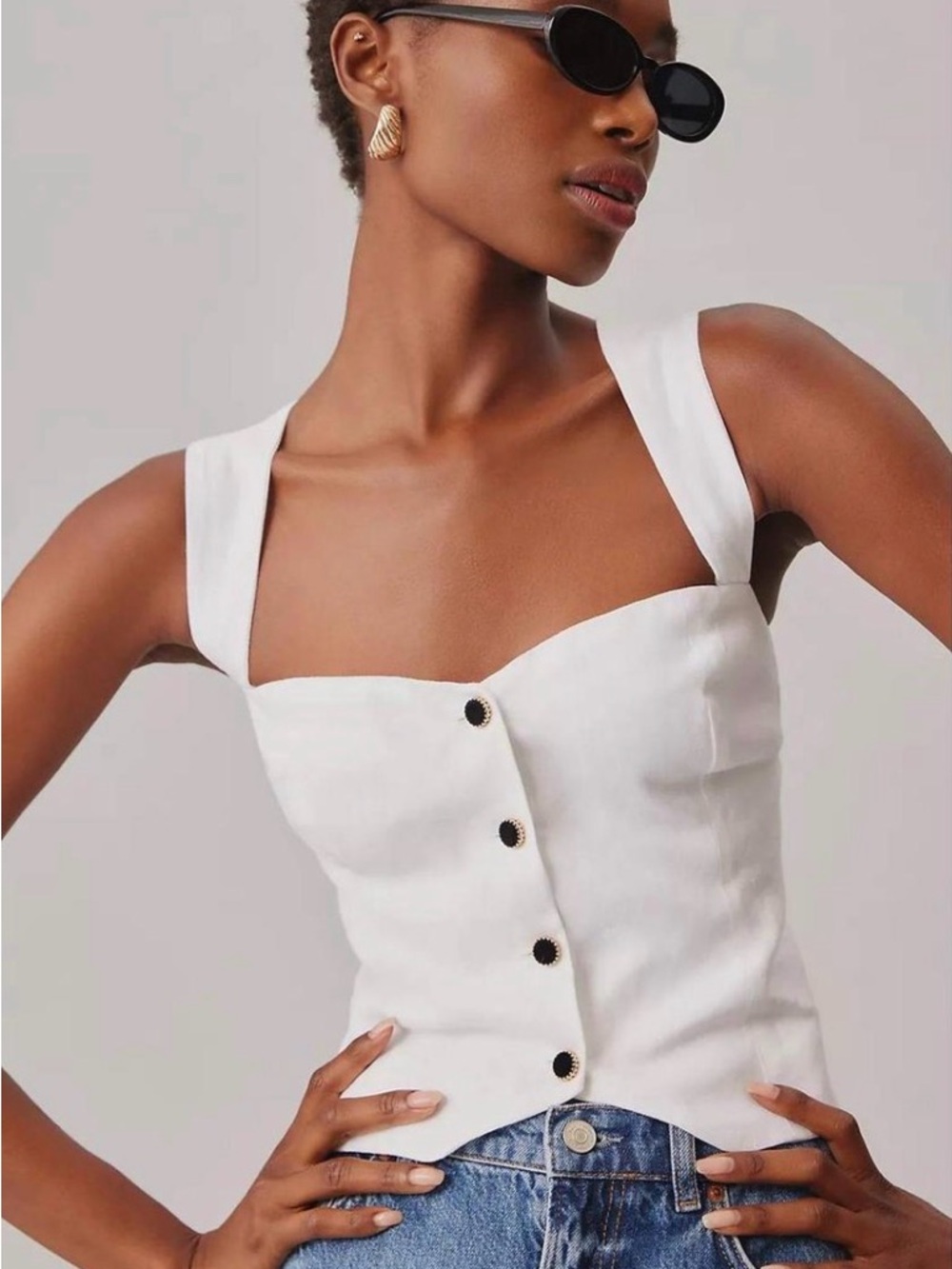 Reformation Kimberly Linen Top White 2